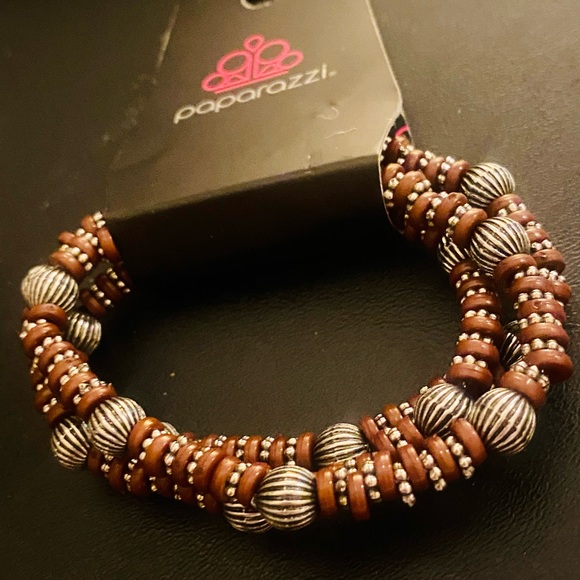 Earthy Brown and Silver Elastic Stretchy Bracelet NWT - Picture 5 of 6